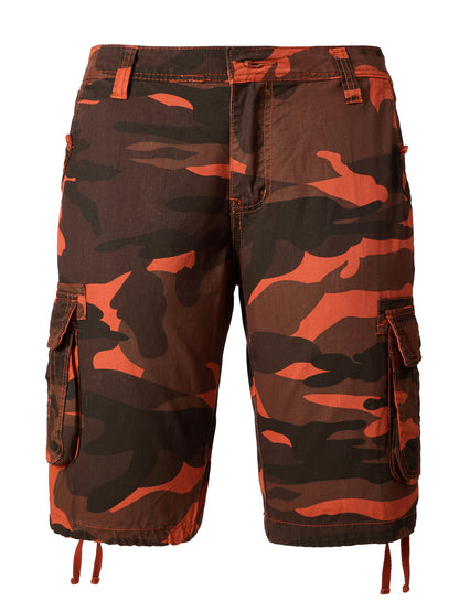 Men's Pure Cotton Washed Camouflage Outer Multi Pocket Workwear Shorts