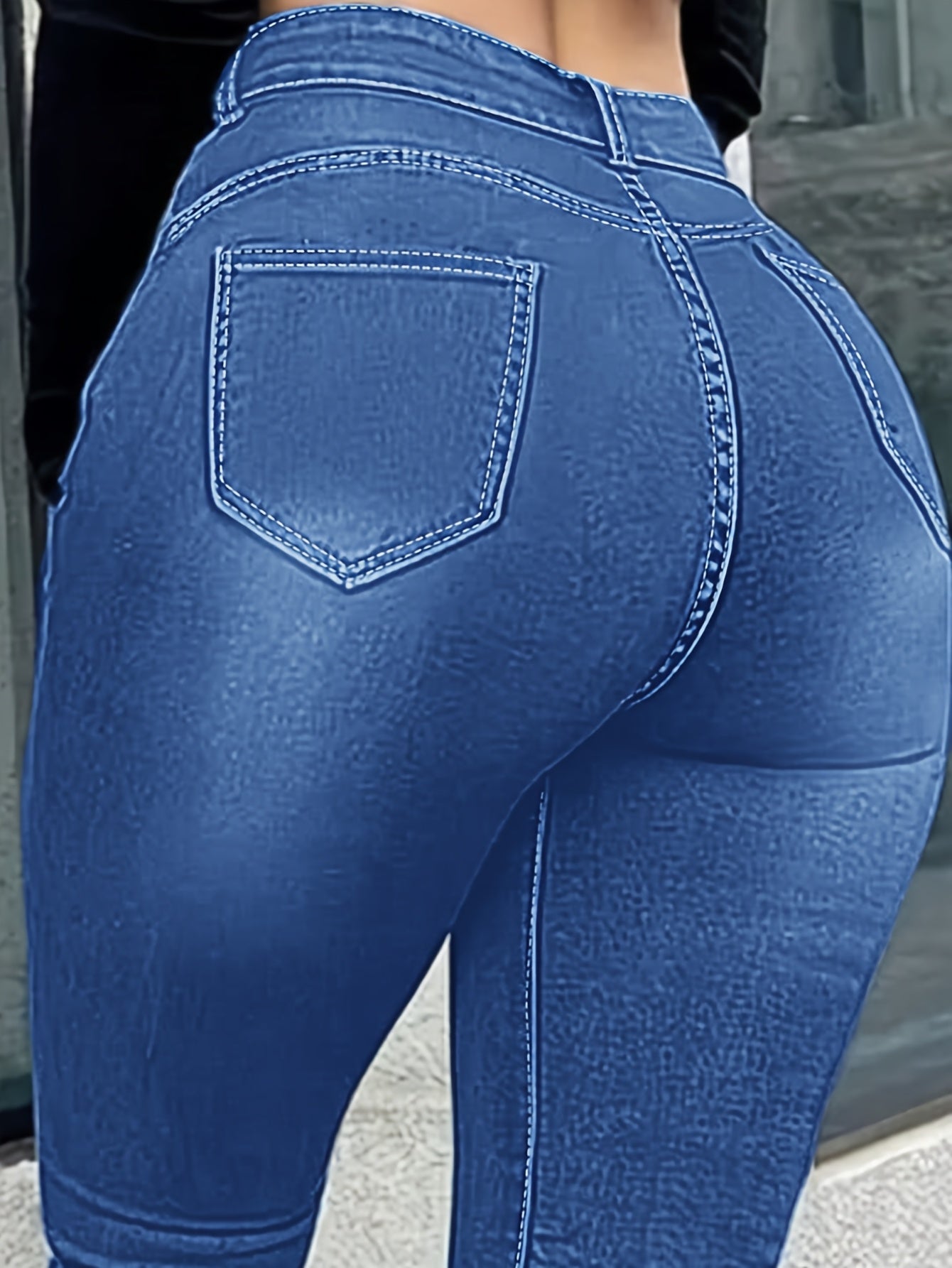[Sexy High Waisted Skinny Jeans] Stretchy Non-See-Through High Waisted Skinny Jeans for Women | Button-Fly Closure, All-Season Tight Leg Fit, Trendy Streetwear, Sleek Silhouette, Quality Stitching, Fashionable Bottoms, Casual Dressers