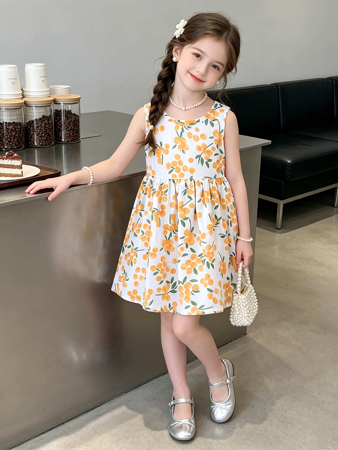 10pcs Set with Random Patterns - Children's Dresses, Summer Fashion, Girls' Beach Dresses, New Style Girls' Vest Dresses
