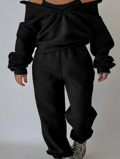 Women's Black Knit Zip-Up Pants - product view 6