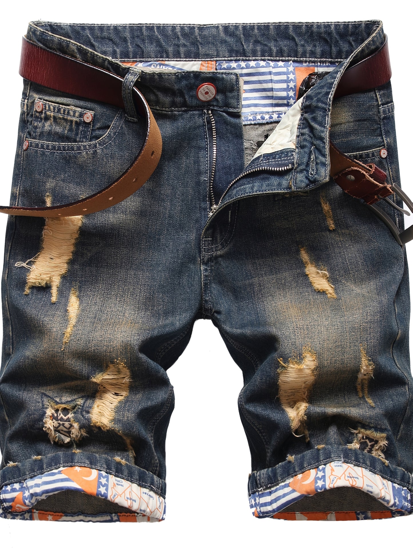 KEEVOOM Men'S Light Blue Washed Gradient Denim Shorts - Summer Casual Slim-Fit Shorts for Outdoor Sports & Trendy Daily Outfits