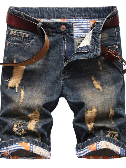 KEEVOOM Men'S Light Blue Washed Gradient Denim Shorts - Summer Casual Slim-Fit Shorts for Outdoor Sports & Trendy Daily Outfits