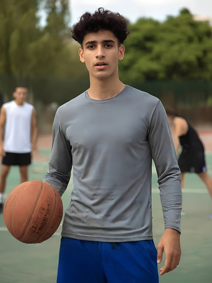 3-Pack Men's Quick-Dry Long Sleeve Shirts - Moisture Wicking UPF 50+ Sun Protection, Slim Fit Athletic Sportswear for Gym, Running, Golf & Beach - Breathable All-Season Machine Washable (Black/Blue/Grey, Sizes S-3XL), Long Sleeves Tops for Fitness, Outdoo