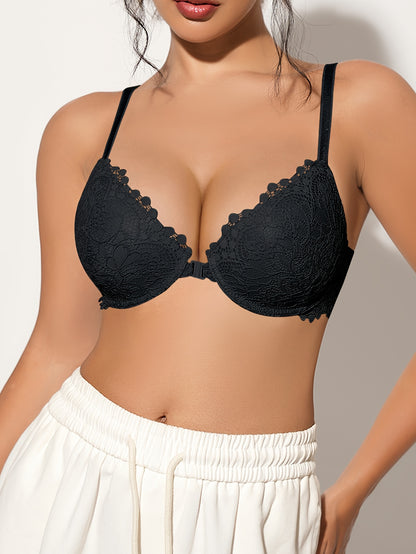 Sexy Lace Front-Buttoned Lingerie Women'S Cup-Shaped Soft And Breathable Push-Up Bra. Shipped from Local