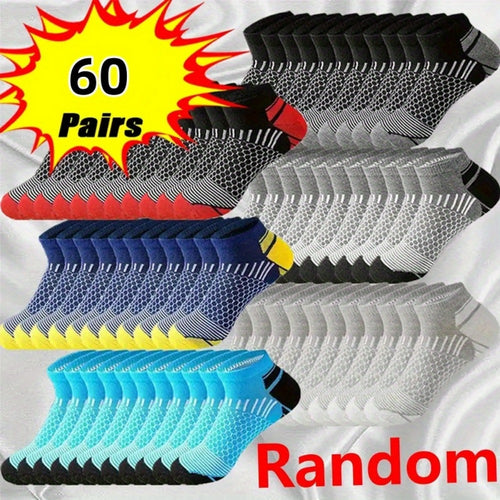 Men's Solid Ankle Socks - 60-Pair Pack