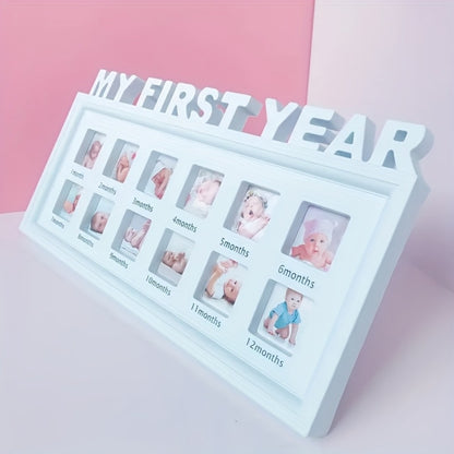 12-Month Baby Milestone Photo Frame - First-Year Photo Display
