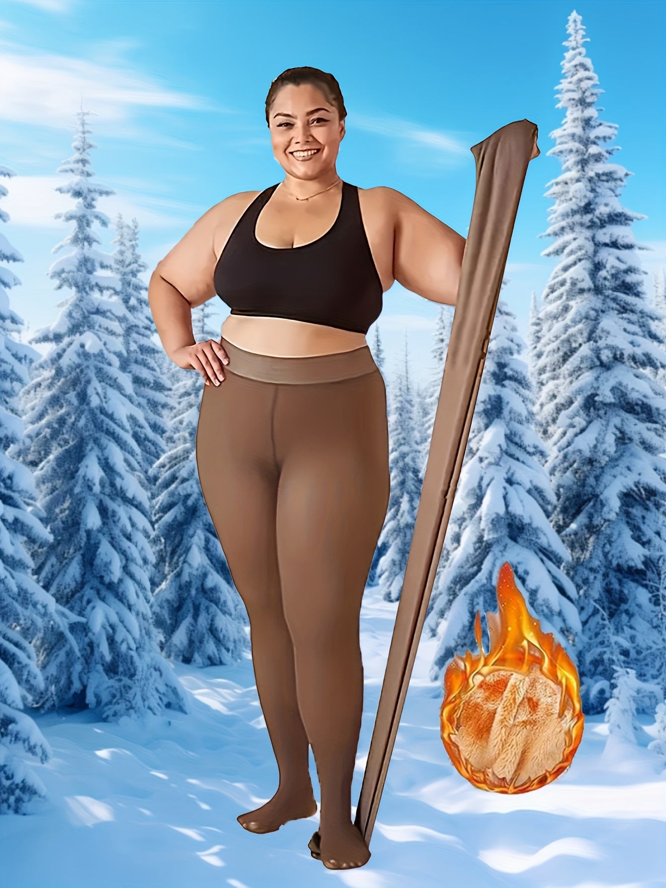 1pc Fleece Lined Leggings, Women'S Winter Warm Tights, Soft Stretch, Comfortable, Fashionable, High-Waist Design, Can Be Paired with Short Skirts, Boots, Etc., The Perfect Holiday Gift!