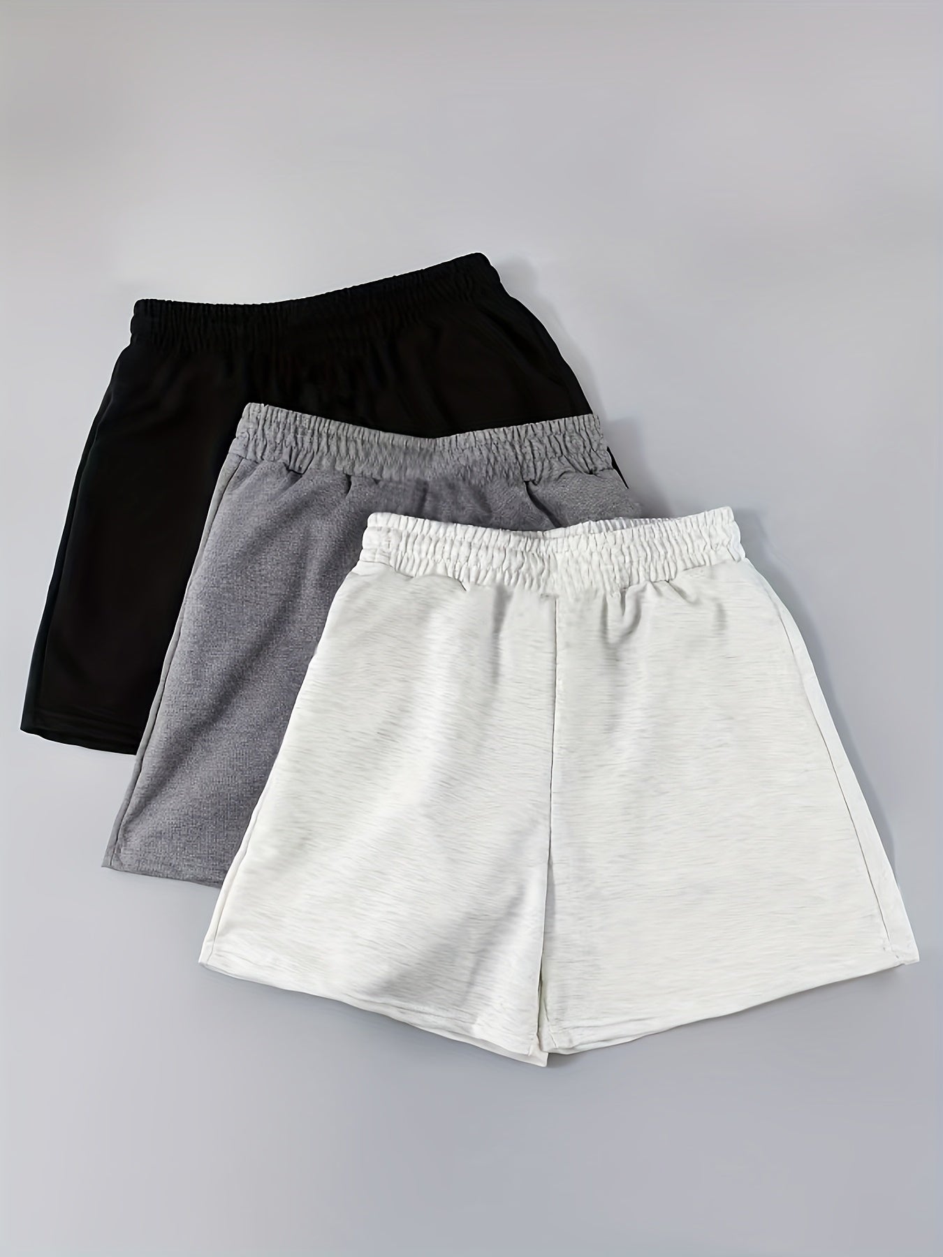2026 3pcs Set Of Women's Casual Knitted Shorts, Solid Color, Double Pockets, Drawstring Waist, Game Day Outfit, Football Fan Gear For All Fans