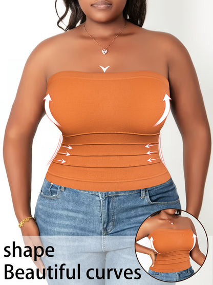 5pcs Set 2026 Spring-summer New Women's Large-size Waist-shaping Comfortable Breathable Bandeau, High-elasticity Slim Fit, Suitable for Office, Parties, And Casual Daily Wear.