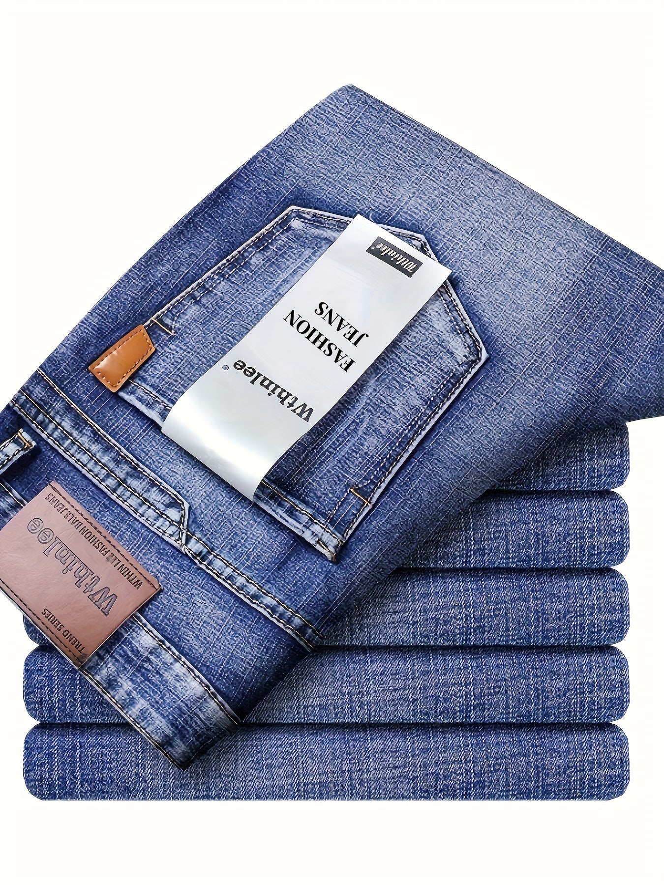 Men'S Classic Design Jeans, Semi-formal Stretch Jeans For Business