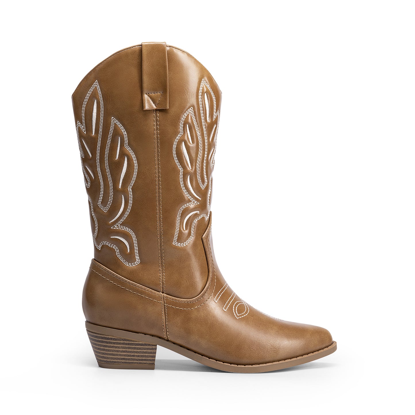 Women's Cowboy Boots Mid Calf Cowgirl Boots Embroidery Stitched Western Boots