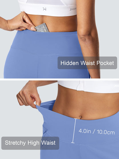 18'' Women's High-Waisted Wide Leg Yoga Capri Pants with Elastic Waist - Loose Comfortable Stretchable Soft Pants Suitable for Yoga, Workout, Casual & for Business Occasions - Spring Summer Fall Wearable with Practical Pockets (No Needed)