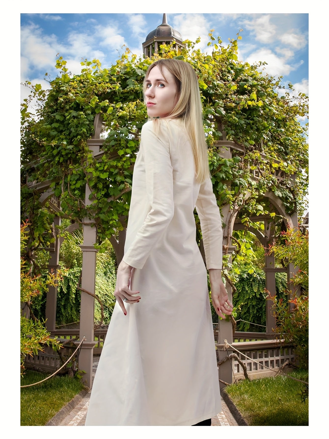 Medieval Women's Linen Dress - Renaissance Chemise Cosplay Maxi Ren Faire Costume