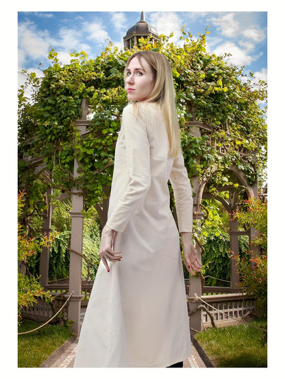 Medieval Women's Linen Dress - Renaissance Chemise Cosplay Maxi Ren Faire Costume