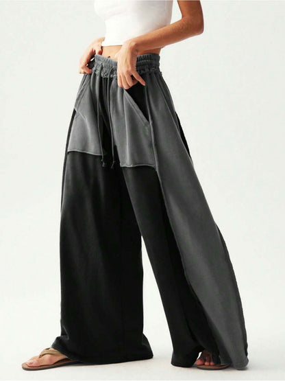 BOHO Women'S Casual Patchwork Multicolor Loose Wide-Leg Washed Pants