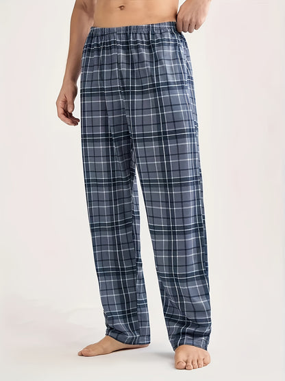 3-Pack Men's Soft Plaid Pajama Pants with Elastic Waist & Double - Loose-Fit -Season Sleepwear Suitable for &, Spring Summer Nightgowns (Hand Washable)