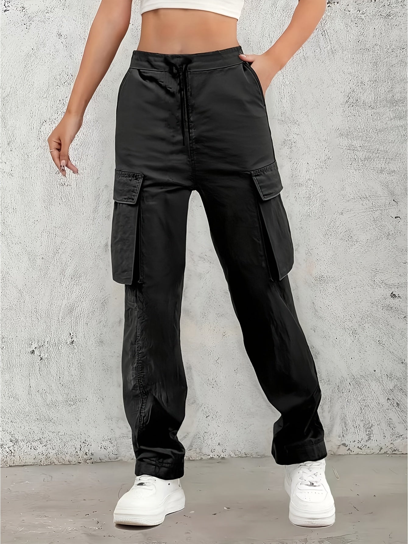 Women's Black Dark Gray Light Grey Khaki Cargo Cargo Pants - product view 7