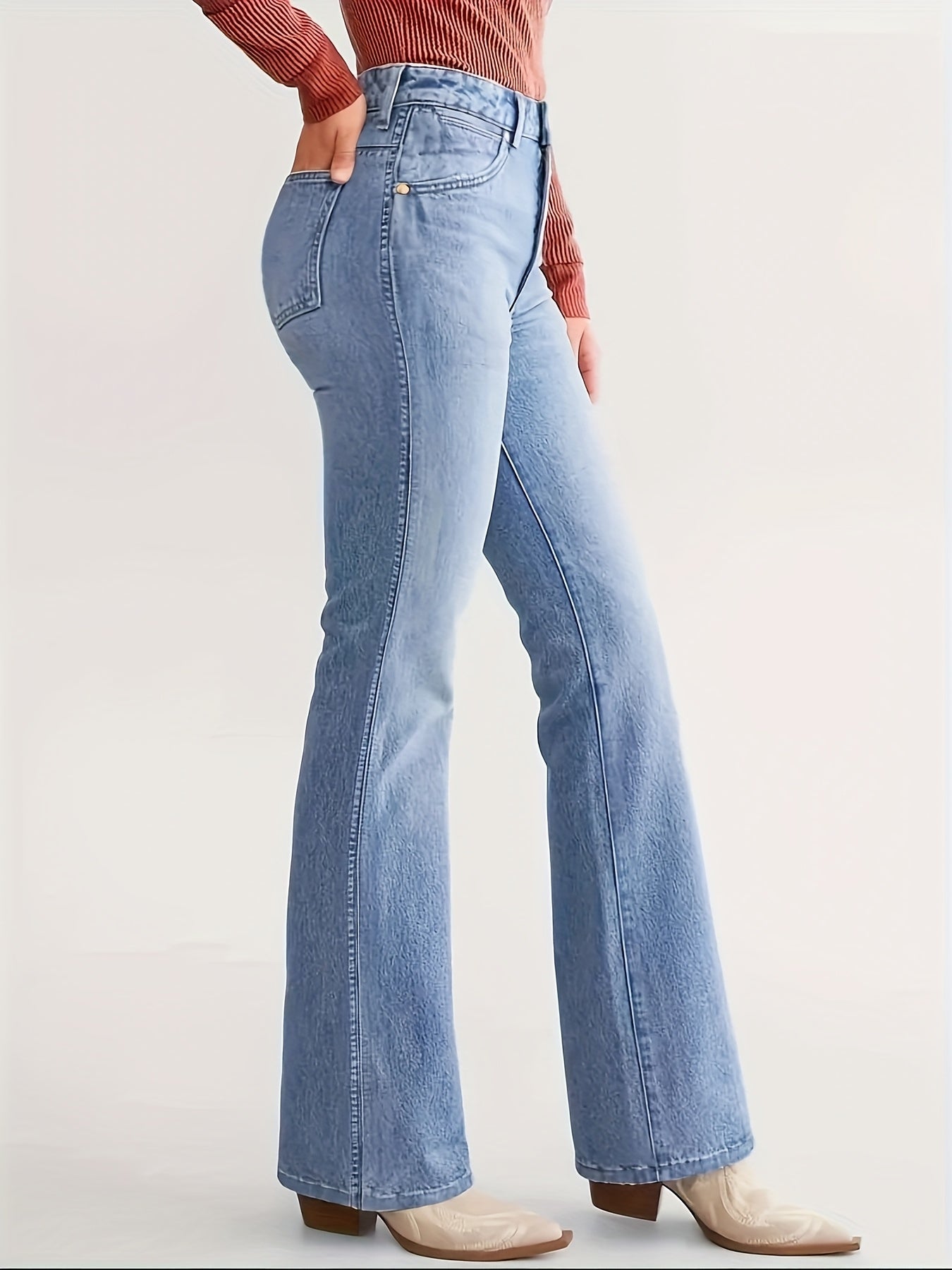 Women's Straight Jeans - Slim Fit, Elastic, Trendy, Sexy, Gorgeous, Elegant, Avant-garde, High-waisted Pantyhose, Suitable for Casual Wear In All Seasons - American Country Women's Classic Denim Wear