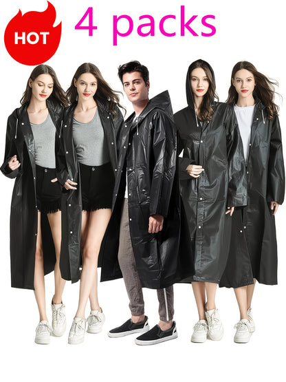 4pcs Reusable Adults Rain Ponchos Portable Raincoats For Women Men With Hood For - product view 3