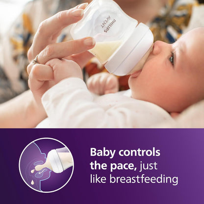 Philips Avent Natural Baby Bottles 4 oz, 4 Pack, Baby Feeding Bottles, Clear, Newborn Feeding Essentials