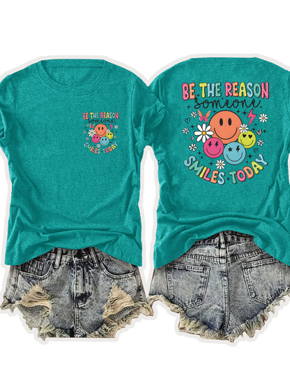 Women'S Casual Sports T-Shirt | Fun smiling Face Design, Lightweight & Breathable Fabric, Perfect For Beach And Park Outings - A Versatile And Trendy Addition To Your Wardrobe For Endless Joyful Adventures