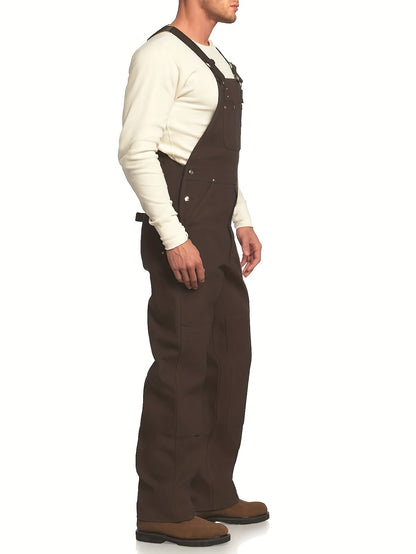 Men'S Brown Oxford Overalls - Multi-Pocket Workwear with Adjustable Straps And Waist, Durable for Farm/Ranch, Motorcycle And Outdoor - Perfect Birthday And Father'S Day Gift