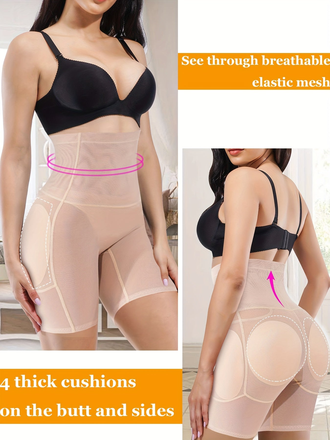 Plus Size Women Shapewear Control Panties Body Shaper Butt Lifter Padded Hip Enhancer Seamless Underwear Hi- Waist Short