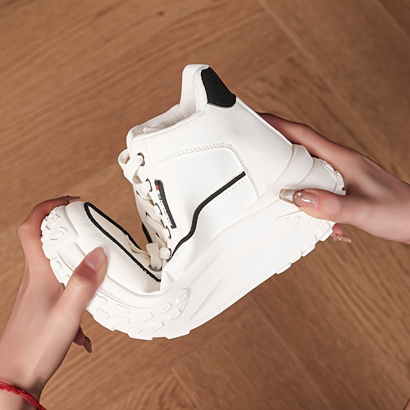 Autumn High Top Shoes Women's New Small White Shoes Casual Women's Shoes Thick Sole Show High Soft Sole Shoes, Women Shoes, Sneakers