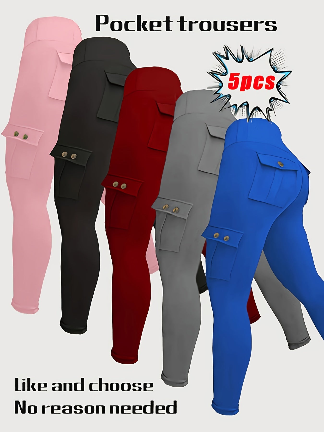 5 Pairs of Women'S Cargo Pants, Popular Products for All Seasons. Slim And Breathable Travel Pants, Quick-Drying Fabric, High-Waist Design, Four-Way Elasticity. Suitable For, Daily Wear, Work, And As Women'S Clothing for Mother'S Day