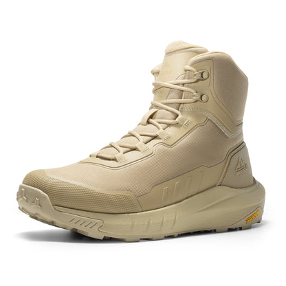 Men's Tactical Hiking Boot Lightweight Cushion Sole Boots for Work All Day Side Zipper Motorcycle Combat Boot 8 Inches