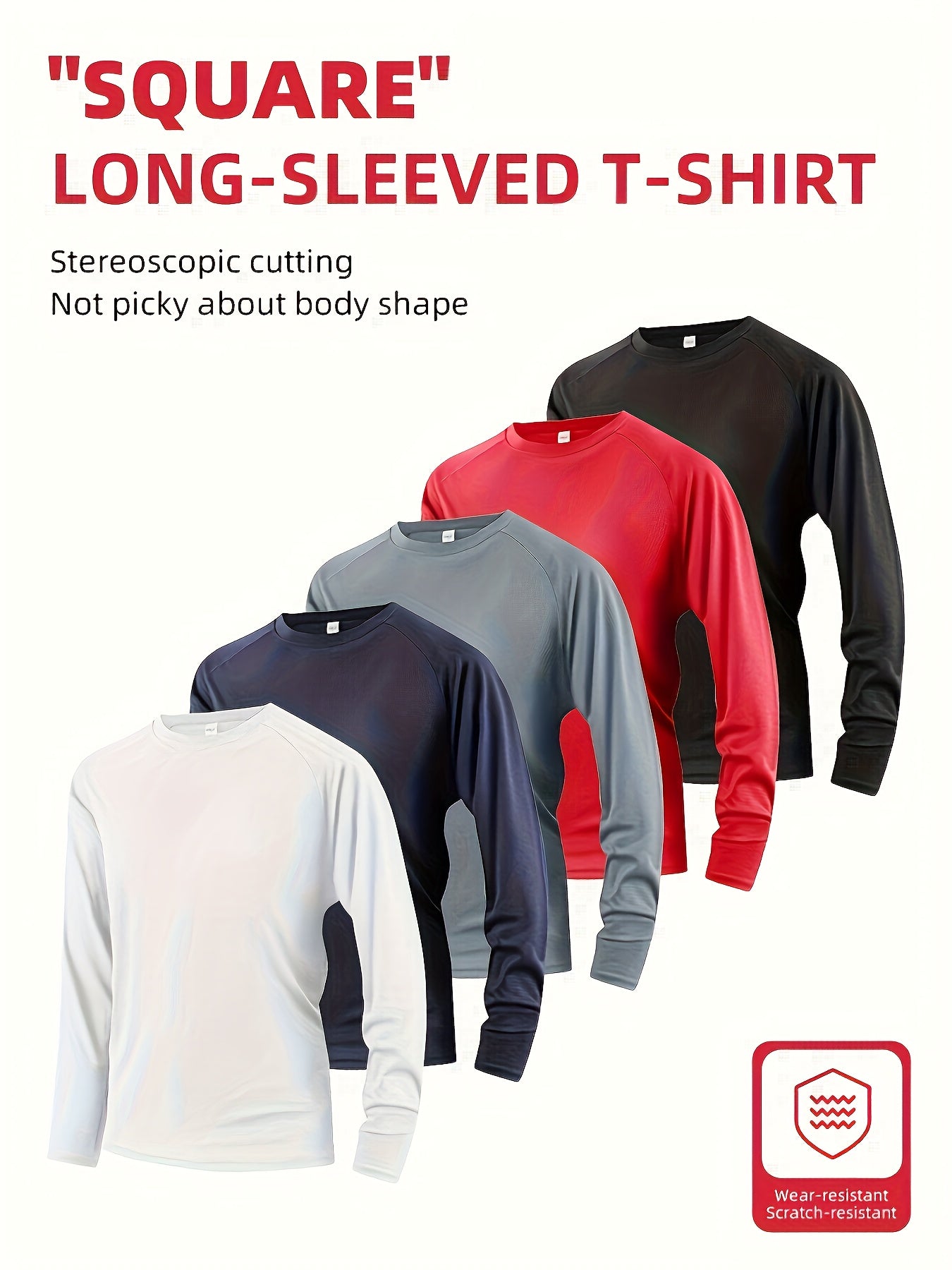 5pcs Men's Breathable Stretchable Sports T-Shirts - 100% Polyester Round Neck Short Sleeve Gym Tees Suitable for Running, Fitness Training, Casual Wear, Machine Washable Athletic Shirts with Regular Fit for Workout & Everyday Use
