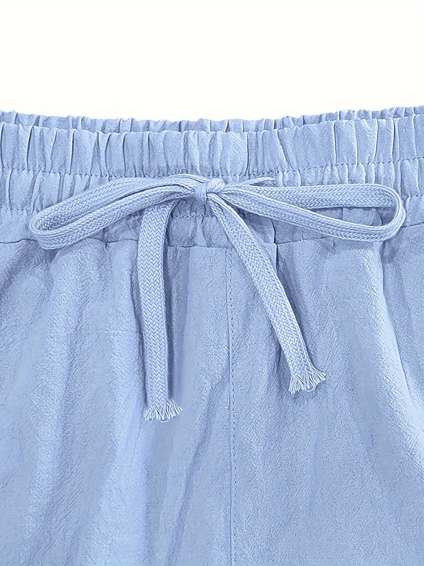 Men'S Spring/Summer Thin Breathable Casual Pants, Loose Fit, Solid Color, Drawstring Wide-Leg Trousers