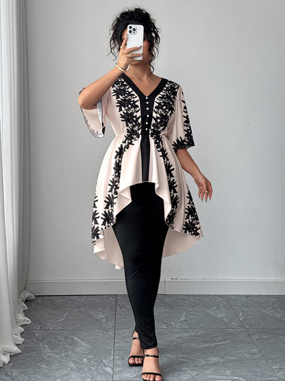 Women's White Polyester Printed V-Neck Dress - product view 18