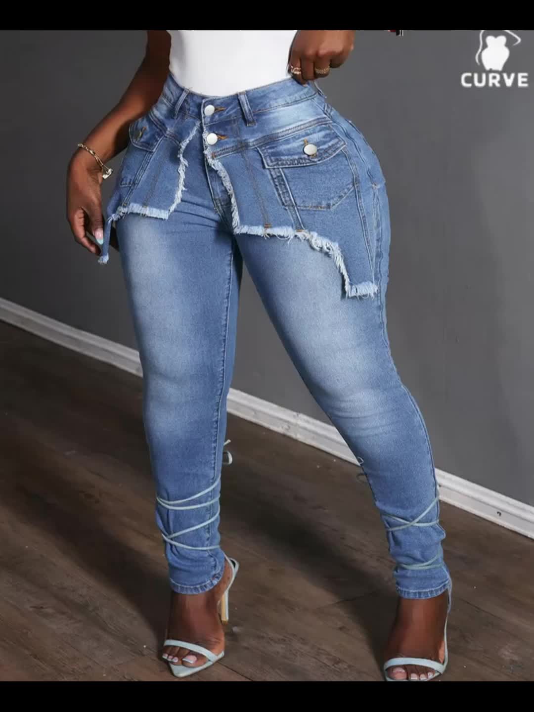 Women'S Plus - Size Skinny High - Waist Jeans for Lifting the Buttocks