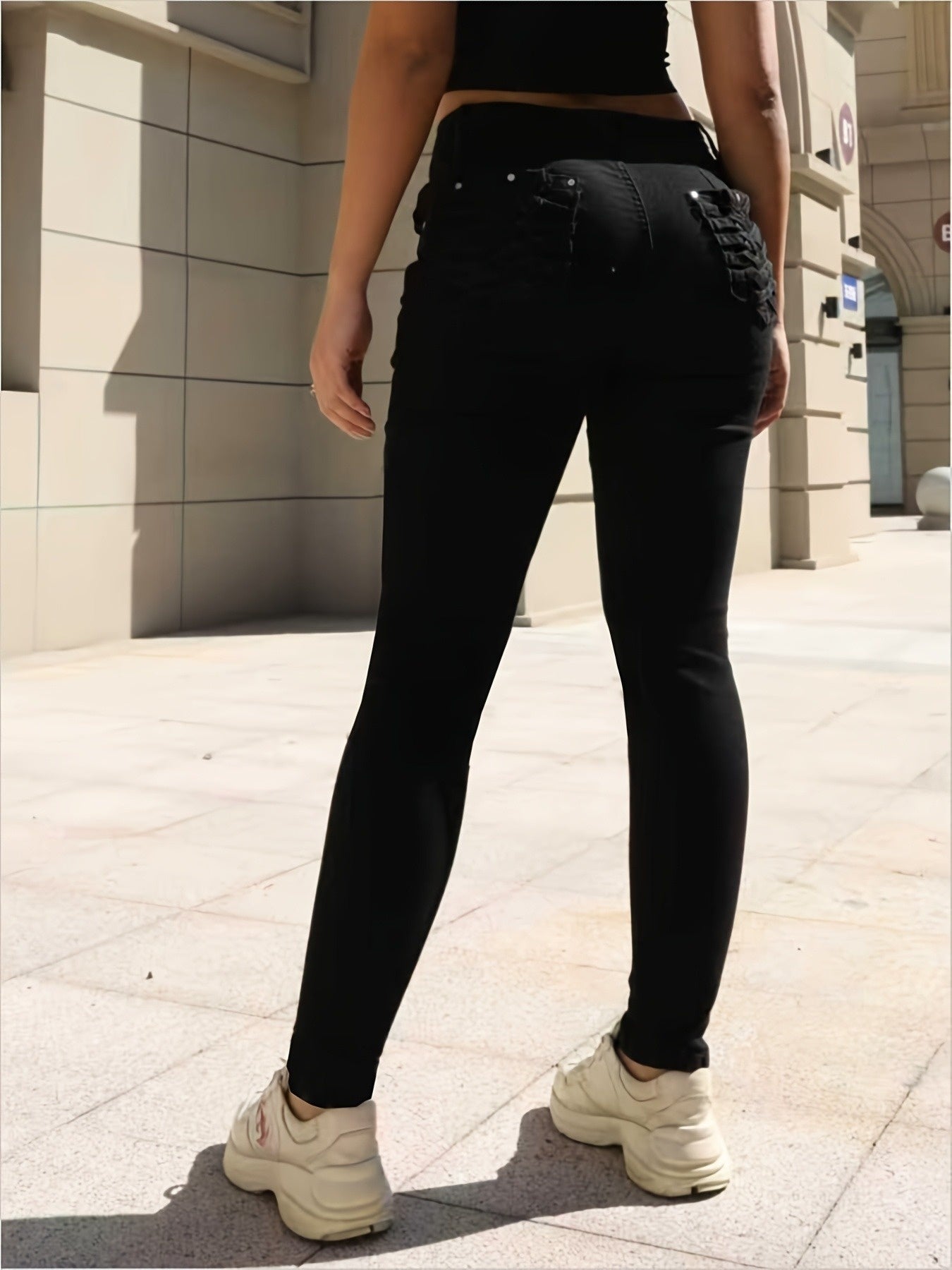 Classic Black High Waist Skinny Jeans | Front Button, Elastic, Slim Fit, Hip Lifting, Fashionable and Tight Fitting Women'S Jeans with Pocket Craftsmanship