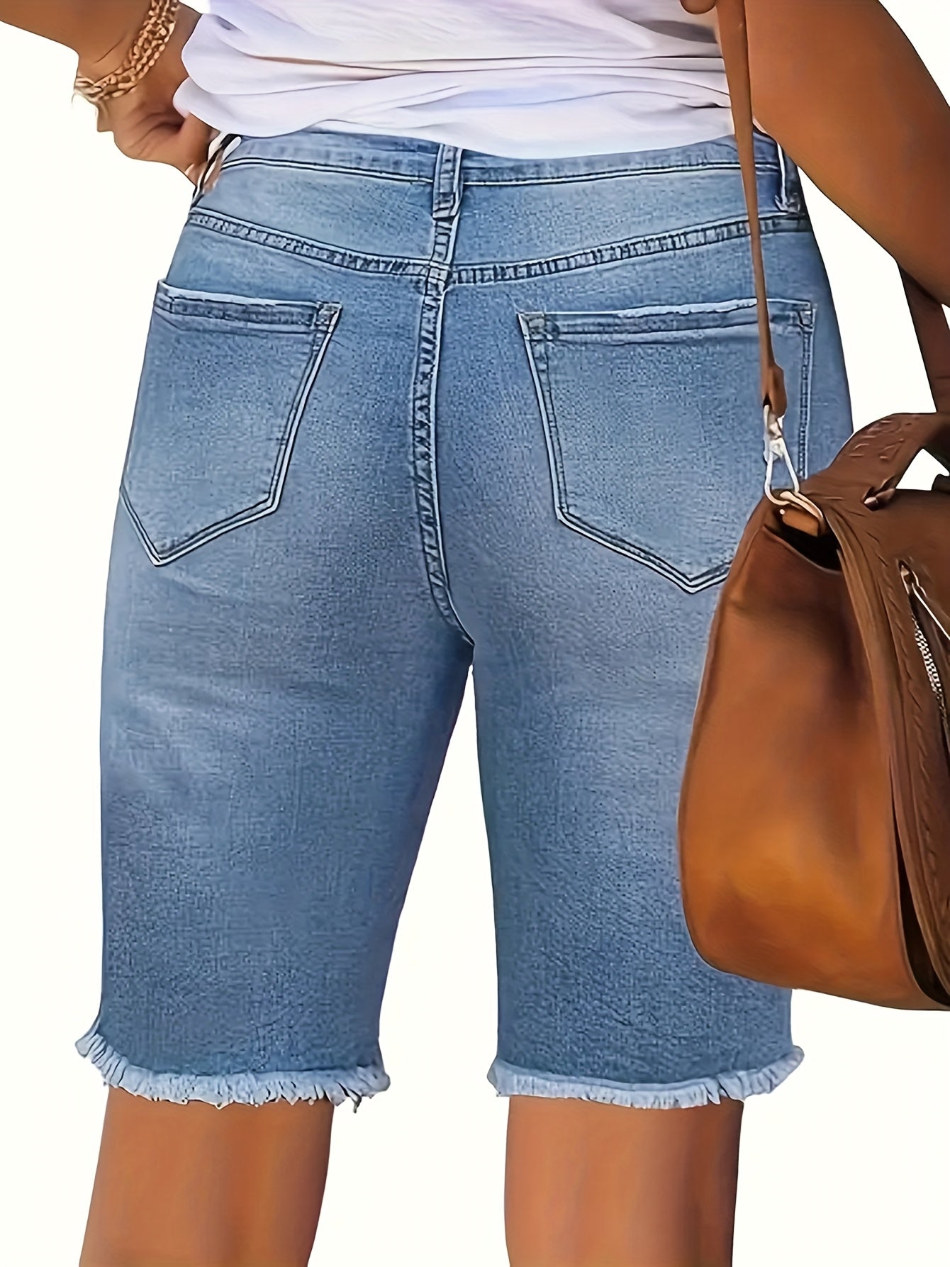 Women's Sky Blue Denim Denim Shorts - product view 8