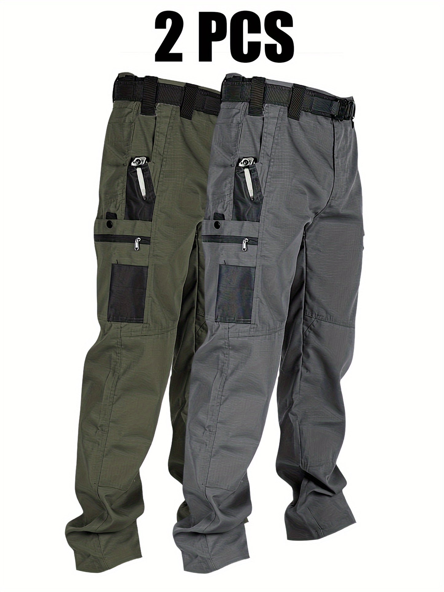 2Pack Men'S Utility Cargo Pants, Lightweight Tactical Workwear, Stretch Ripstop