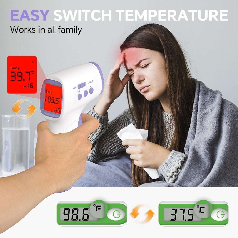 Infrared Forehead Thermometer - LCD Display, Memory and Silent Mode