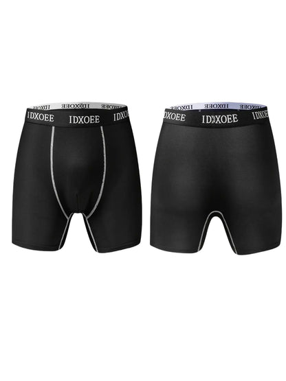 5pcs Men'S Comfortable Underwear Slim Shaping Long Boxer Briefs - Breathable, Quick-Dry, Flat Corner, Wear-Resistant, Stretchy Swim Trunks for All Seasons