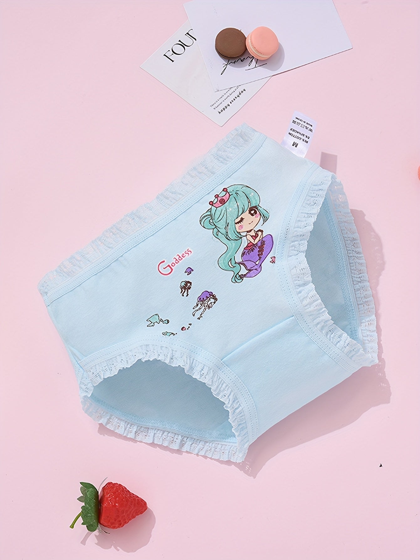 4pcs VIFINE Girls Mermaid Printed Underwear - 95% Cotton Soft Breathable Triangle Briefs with Cute Cartoon Mermaid Designs, Pastel Colors for Youngsters & Youngsters, All-Season Comfort