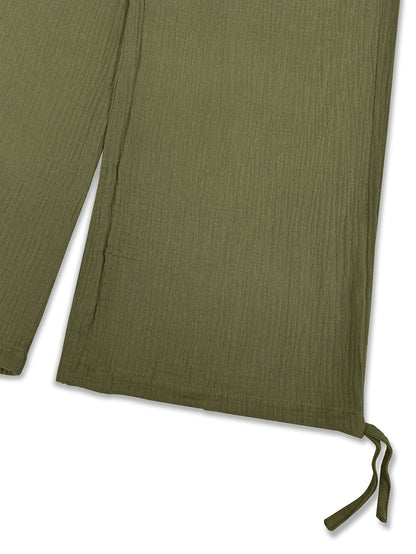 Spring And Summer Women's Casual Pants, Khaki, Pocket, Wide Leg, Tie, Loose, Daily Commuting Wide Leg Pants Womens Summer Clothes