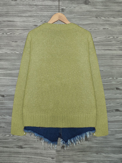 [Cozy Cat Sweater] Cozy Cable Sweater with Playful Cat Print | Women'S Beige & Brown, Loose Fit, Long Sleeve, Round Neck, Casual Spring And Autumn Top Ropa De Mujer Promotion Local Warehouse Discount