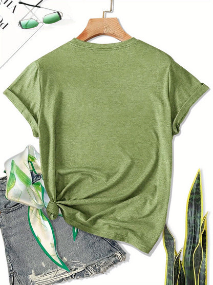 Women'S Summer Retro 70s Printed Crew Neck T-Shirt, Loose Fit, Comfortable Fabric, Daily Casual Top