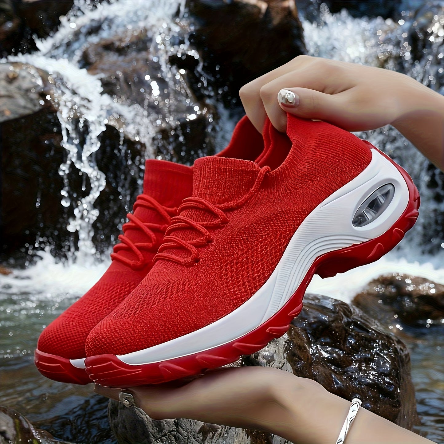 Women'S Slip-On Sneakers with Knitted Breathable Uppers, Height-Increasing Air-Cushioned Shock Absorption, Thick And Comfortable Soles, Easy Design, Economical And Practical, Casual And Versatile Sneakers for Women, Women'S Tennis Shoes