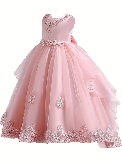 (Size Is Slightly Larger, Recommended To Purchase One Size Smaller Than Usual) Flower Dress Princess Puffy Tulle Dresses Bridesmaid Wedding Communion Birthday Party Pageant Maxi Prom Gown For Kids