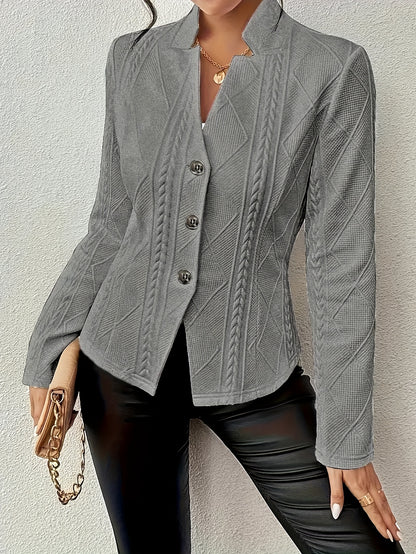 Lady'S Elegant Pink Jacket | Long Sleeves, Single Button, Textured Pattern | Machine Washable | Ideal Choice For Spring And Autumn | Fashionable Casual Coat, Autumn Jacket | Textured Coat | Fashionable Casual Wear