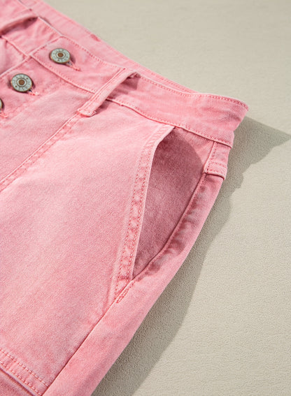 Women's White Denim High-Waist Slim-Fit Shorts - product view 8