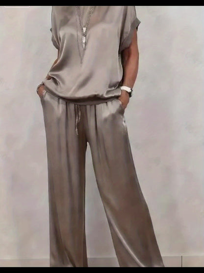 Spring/Summer New Trendy Loose Shirt, Wide Leg Pants, Casual Set