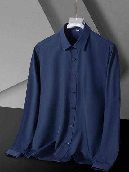 Men'S Long-Sleeve Shirt Made Of, Stretchy And Suitable for Business Attire, Wrinkle-Free Suit Shirt, Casual Short-Sleeve White Work Uniform
