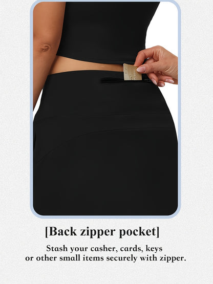 20-Inch Knee-Length Skorts for Women Featuring Five Pockets, High-Waisted Design, Suitable for Tennis And Golf, Long Athletic Skirt with Built-In Shorts